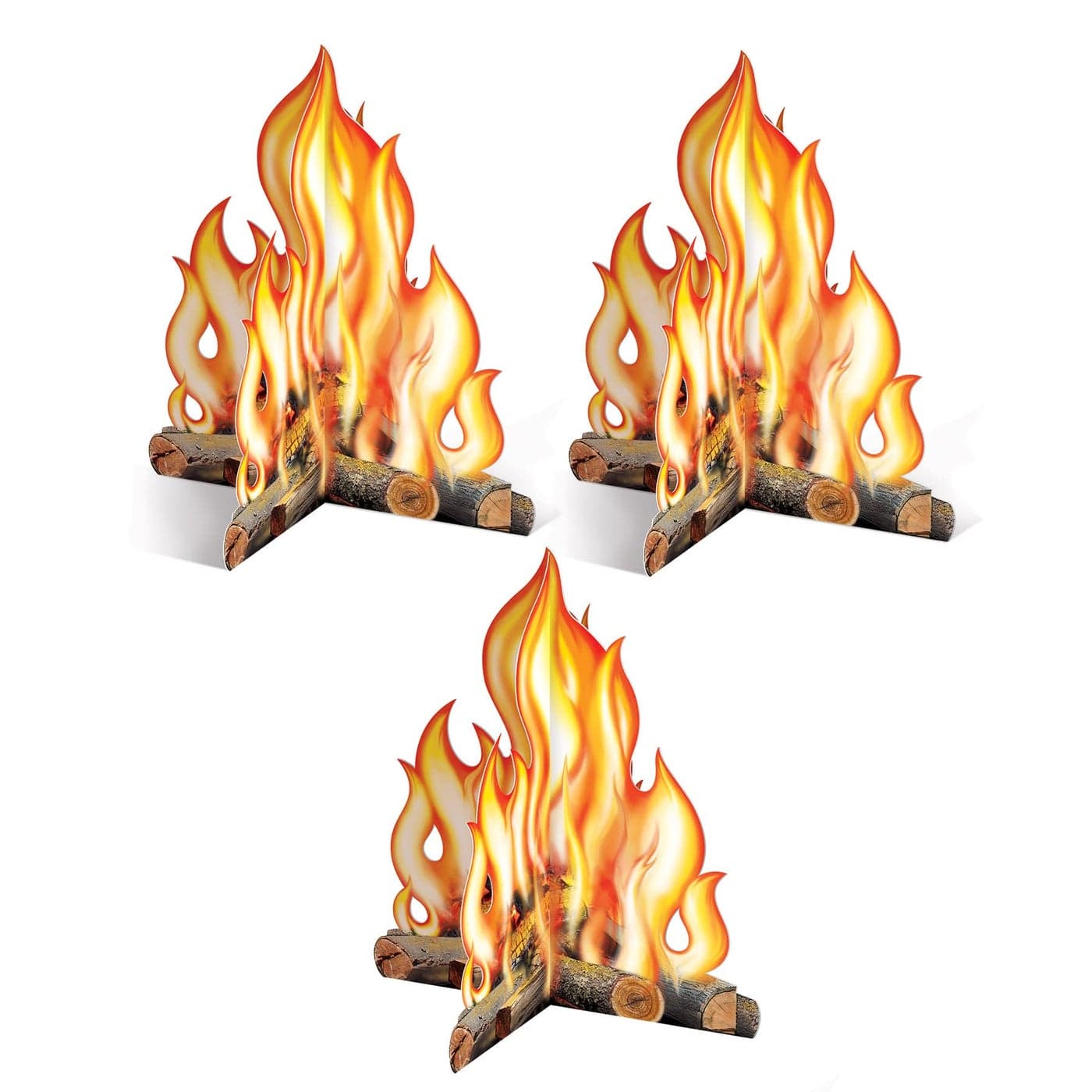 Beistle 3D Paper Campfire Centerpieces 12 Tall Set of 3 Summer Bonfire Themed Party Supplies Outdoor Camping Birthday