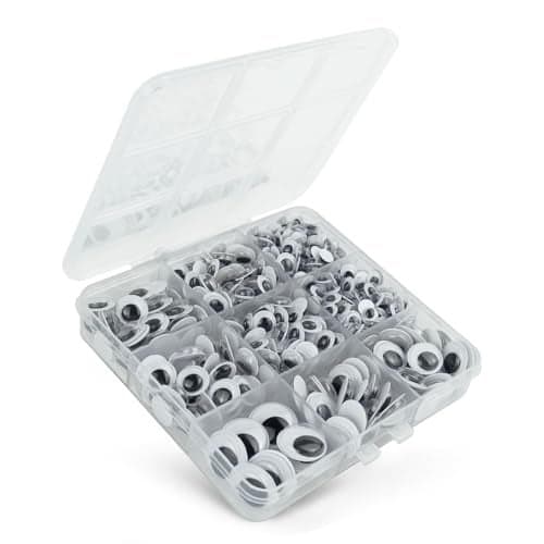 520 Pcs Wiggle Googly Eyes with Self-Adhesive, 6mm 8mm 10 mm 12mm 15mm Mixed Packaging (Black and White)