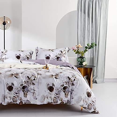MILDLY 100 LongStaple Cotton Duvet Cover Set Cobblestone Watercolor Pattern Printed Comforter Cover 3pcs Ultra Soft Breathable Bedding Set