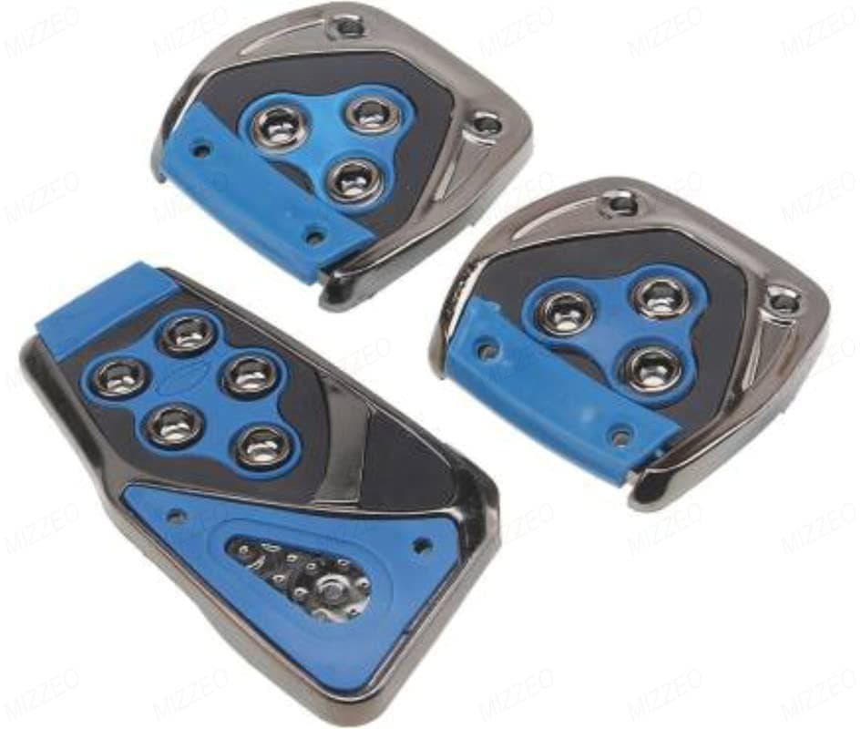 MIZZEO Extra Grip & High Performance Accelerator Brake Clutch Pedal Cover (Pack of 3) Blue Compatible with Maruti Alto 800 (Type-III) 2020 Onwards