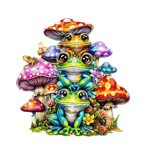 Jigfoxy Wooden Puzzle for Adults Frog Family Wooden Jigsaw Puzzles for Adults Unique Animal Shape Wood Cut Puzzles for Family Friend Puzzle LoversL133 128in260pcs