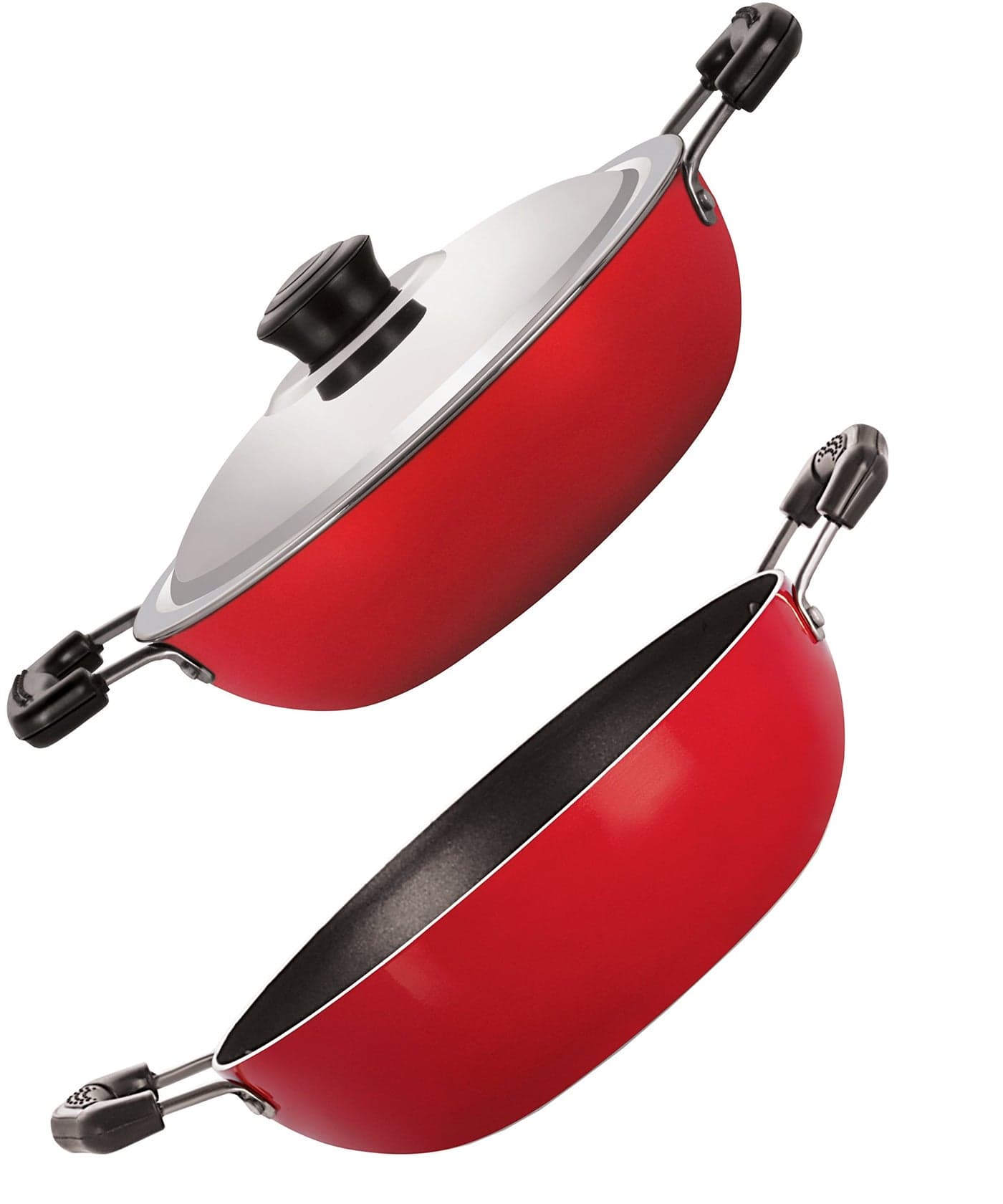 Nirlon Non-Stick Gas Compatible Kadai Combo Cookware Set with Bakelite Handle, 2.6mm_KD10_DKD(B)