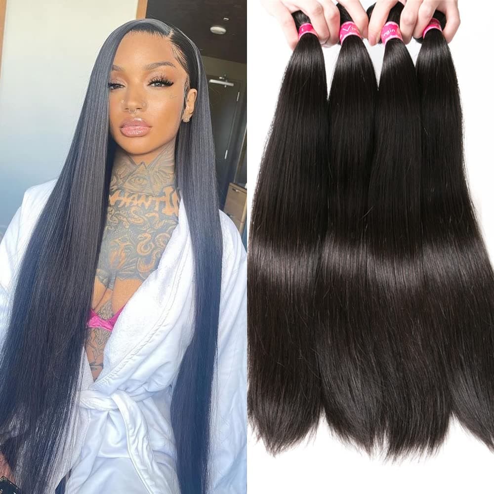 12A Straight Bundles Human Hair 22 24 26 28 Inches Straight 4 Bundles 100 Unprocessed Brazilian Virgin Straight Human Hair Bundles Natural Color Raw Hair