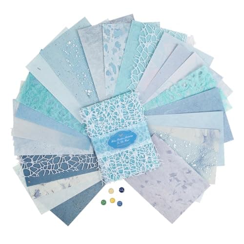 Dizdkizd Blue Scrapbook Paper and Mesh Fabric Bundles DIY Craft Supplies for Journaling Themed Album Boys Projects Birthday Decor 40 55 Inches 26 Sheets