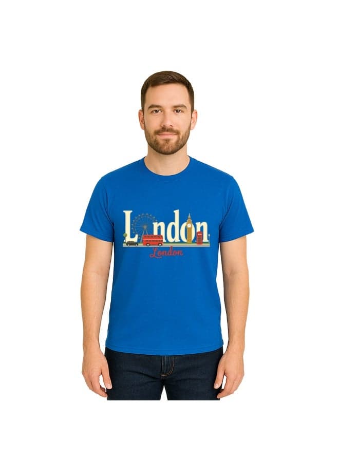 UK Men’s T-Shirt Image–Soft Cotton Round Neck Short Sleeves–Comfortable Daily Wear Tee With London Printed Graphic Design For Travel And Casual Outfits