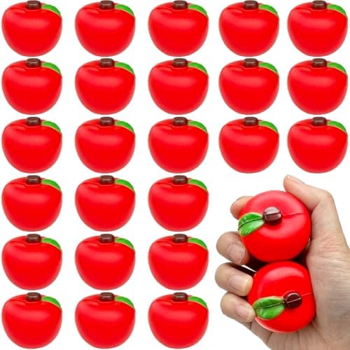 24 Pieces of Fruit Stress Ball ToysRed Fruit Stress Relief BallsFruit Fidget Stress Balls for School Carnival Reward Party Favor Supplies Back to School Decor