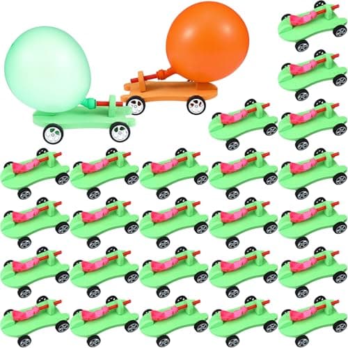 Shappy 24 Set Car Balloon Powered Racers Balloon Launcher Powered Car Set Fun Party Gifts Fun Educational Assembly Kit Birthday Party Prizes Presents Easy Science Experiment