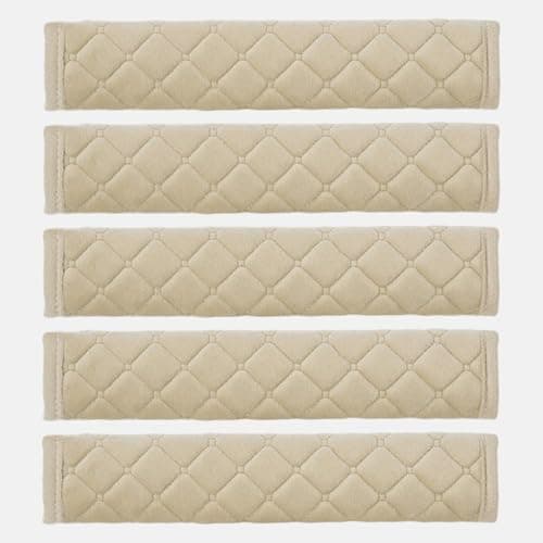 GAOLAOSY 5PCS Extra Long Car Seat Belt Cover Pads Soft Breathable Auto Seat Shoulder Strap Pad for Protecting Neck Vehicle Interior Seatbelt Protector Accessories for Most Cars Beige