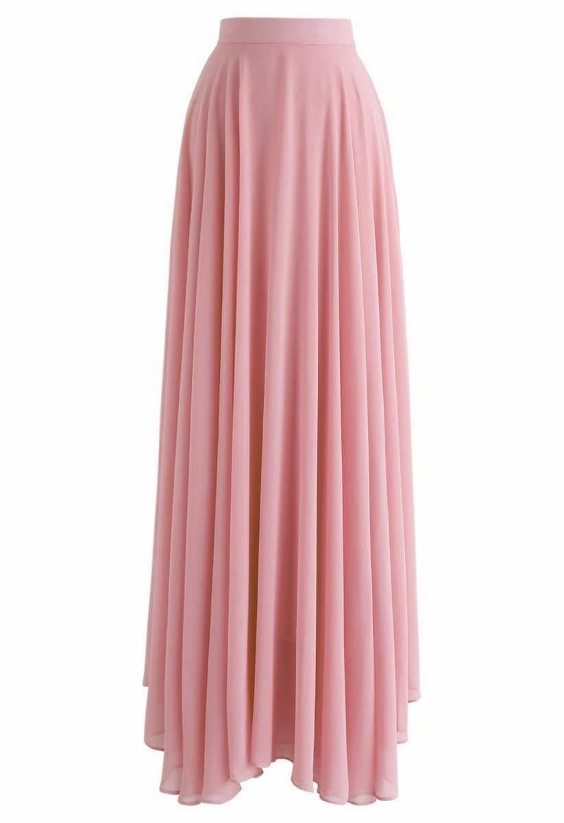 Mrugneni Long Flared Georgette Skirt (Peach)
