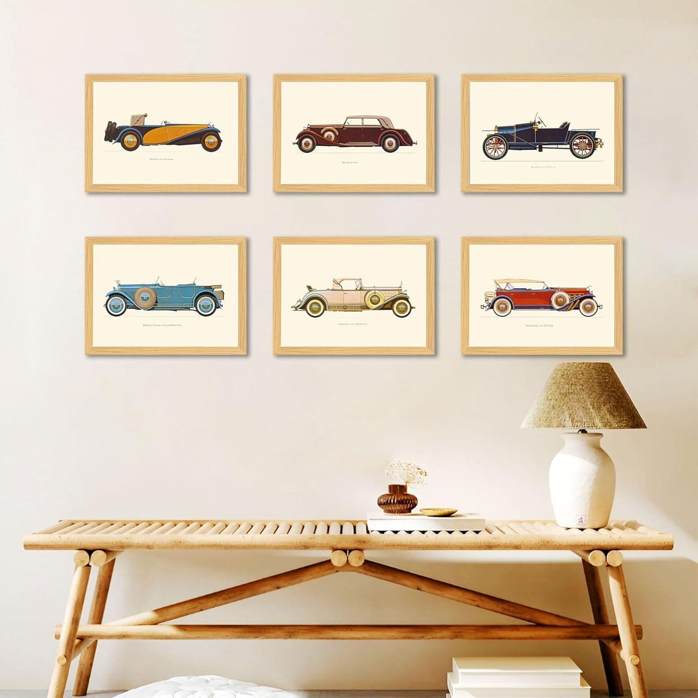Painting Mantra Vintage Car Wall Art PaintingPosters with Frame For Living Room Bedroom Home And Office Wall Dcor Set of 6 9x13 Inches