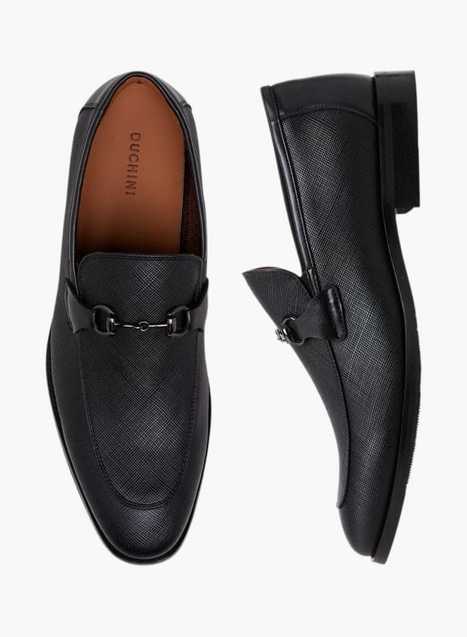 Men Metal Accent Leather Loafers