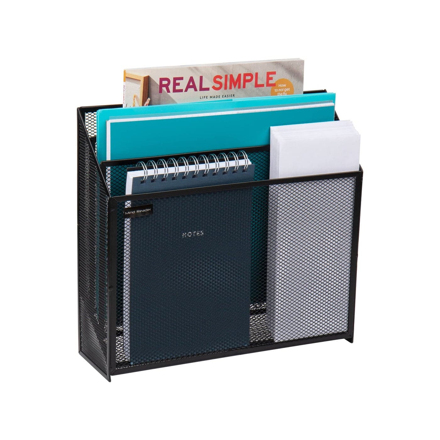 Mind Reader Vertical File Storage Desktop Organizer Workspace Office Metal Mesh 125 L x 375 W x 115 H Black