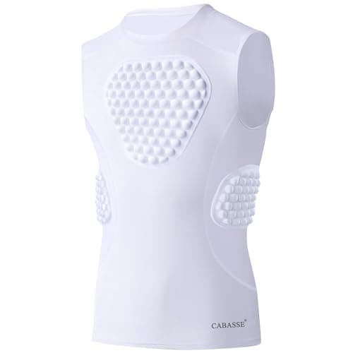 Cabasse Youth Padded Protective Shirt Chest Rib Protector Heart Guard Sternum Shirt for Football Paintball Baseball White Small