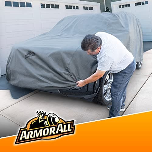 Armor All Heavy Duty Premium AllWeather SUV Car Cover by Season Guard Max Protection from Sun Rain Wind Snow for SUV or CUV up to 205 in Length Indoor Outdoor Covers Grey