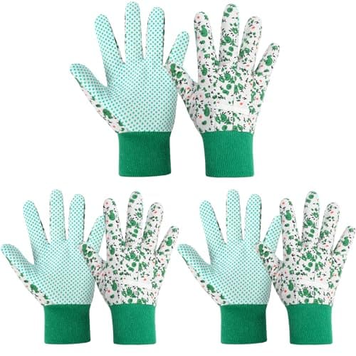 Ainiv Floral Gardening Gloves for Women/Ladies, 3 Pairs Non-Slip Grip Garden Work Gloves, Comfortable Thorn Proof Garden Gloves for Farm, Yard, Pruning, Outdoor Multi-Purpose(Universal Size)