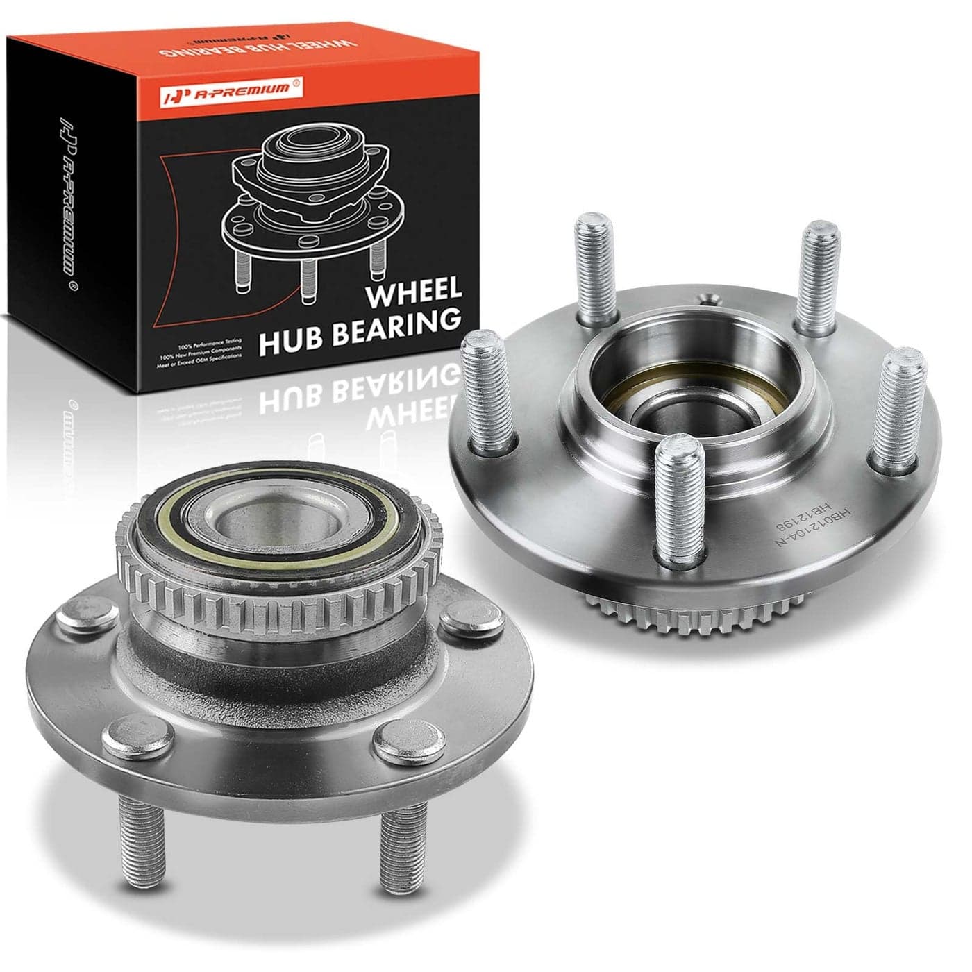 APremium 2 x Rear Wheel Bearing and Hub Assembly with ABS Ring 5Lug Compatible with Hyundai Tiburon 2001 Without AntiLock Brakes