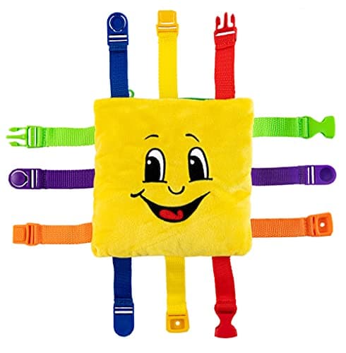 Buckle Toys Bongo Square Travel Essentials for Toddlers 1-3 and Road Trips Activities for Kids, Toddler Learning Toys 1-3 and Sensory Toy to Develop Fine Motor Skills and Learn Numbers and Colors