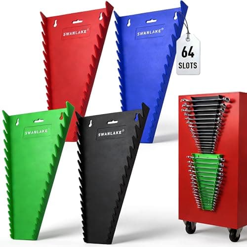Magnetic Wrench Organizer 4piece Wrench Rack Tool Trays SAE 14 to 1116 Metric 6mm to 24mm 64Slot Drawer Storage Tools Wrench Set Holder