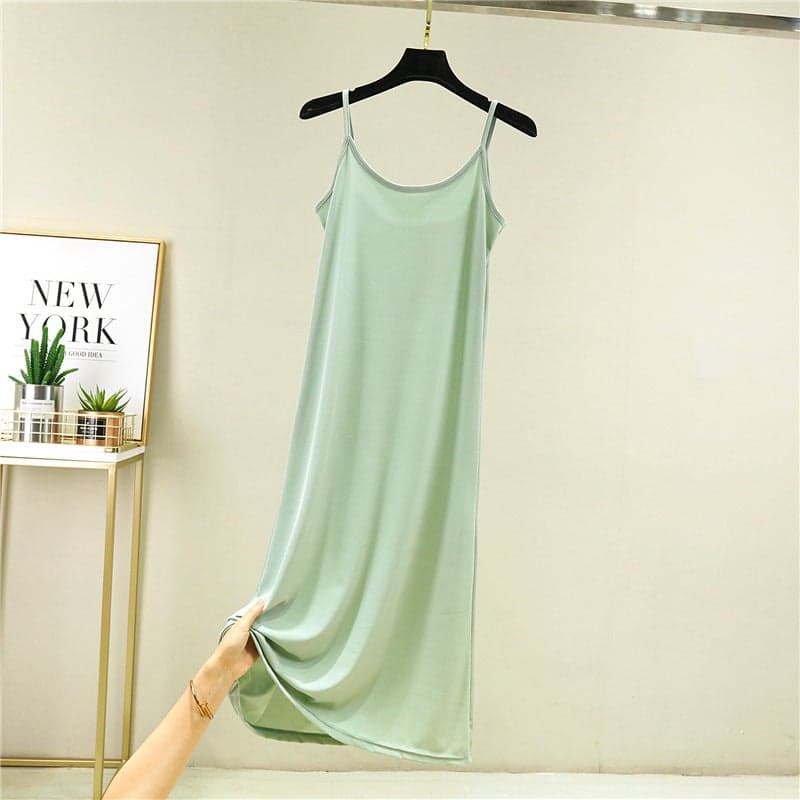 Ice Silk Slip Skirt Women'S Summer Thin Loose Base Skirt Inner Petticoat A- Line Dress Plus Size Long Skirt
