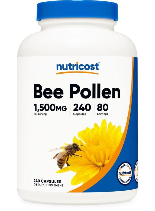 Bee Pollen (240 Capsules, 80 Servings) (1,500MG Per Serving) - Non-GMO, GMP Compliant
