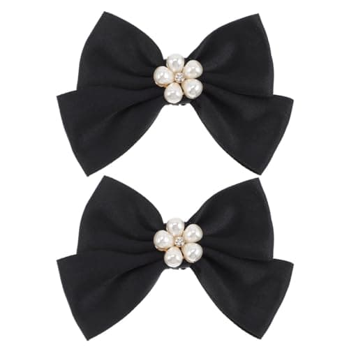 1Pair Elegant Bowknot Shoe Clips with Pearls Decorative Shoe Accessories for Women for Weddings Parties Daily Wear Lightweight Easy to Apply