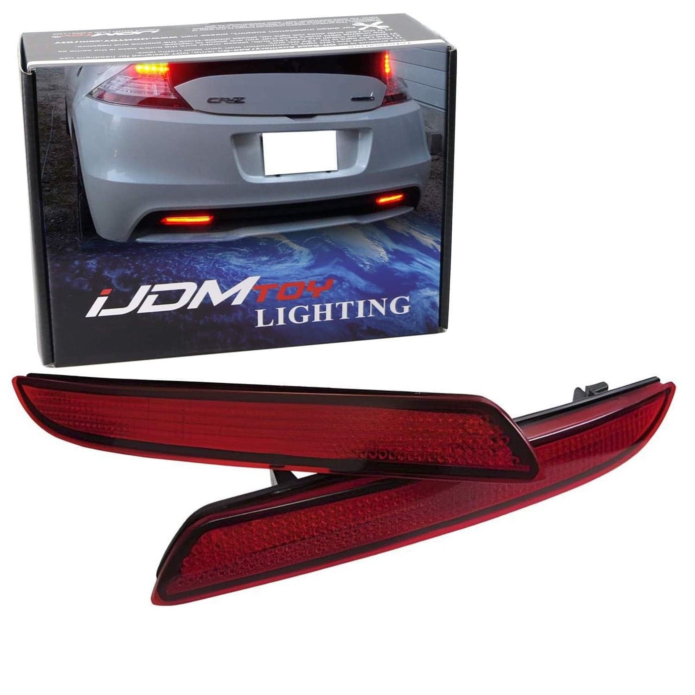 iJDMTOY Red Lens LED Bumper Reflector Lights Compatible With Honda CRZ CRV Insight Compatible With Acura TSX Wagon