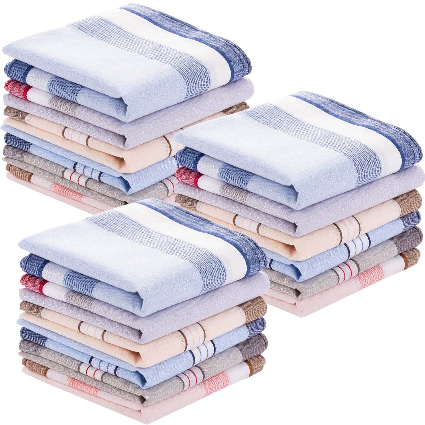 24 Pcs Soft Cotton Mens Handkerchief Plaid Handkerchiefs for Men 16 Inch Pocket Square Gift Set for Father Husband BoyfriendClassic