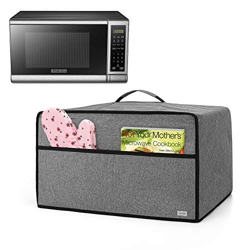 Luxja Dust Cover for Microwave Oven (Fits Most 0.7 Cu.Ft Microwaves), Microwave Oven Cloth Cover with Front Pocket, Gray