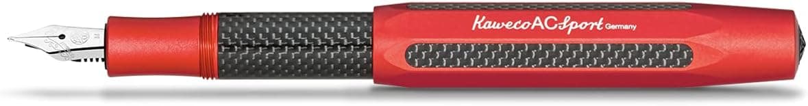 Kaweco AC Sport Fountain Pen Red Aluminium and Carbon Exclusive for Ink Cartridges Gift Metal Box Included Nib Width EF Extra Fine