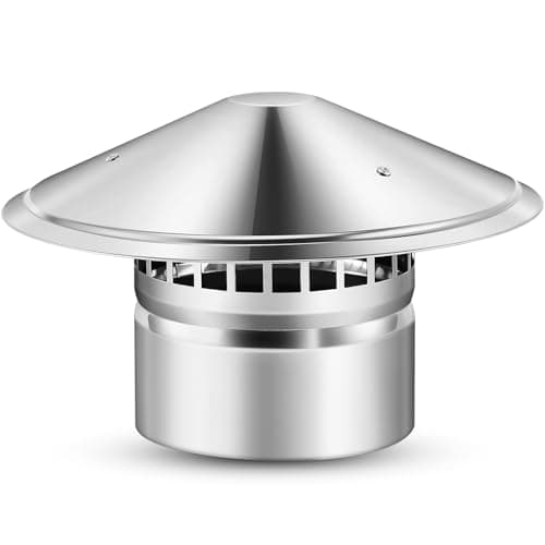 Tandefio 6 Inch Chimney Cap for Outside Stove Pipe Cap with Screen Chimney Cover Stainless Steel Roof Silver Fireplace Screen Cover Exterior Stove Pipe Topper for Vent Flue