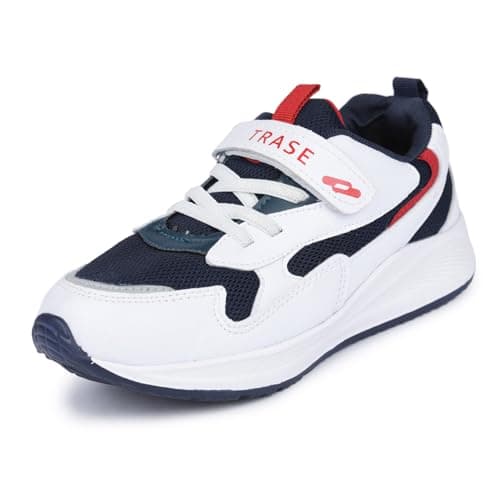 TRASE Next-II Kids Boys Sports Shoe |Running, Walking, All Day Casual Wear | White-Navy Blue, 11 UK