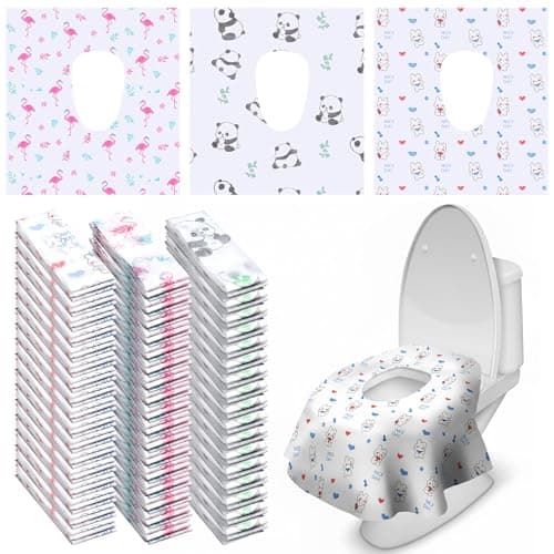 Dunzoom 100 Pack Disposable Toilet Seat Covers Waterproof for Campers & Adults, Individually Wrapped for Public Restroom, Travel, Airplane, Trip, Camping & Hiking (Large)