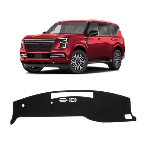 KUST Black Dash Cover Compatible with Nissan Armada 2025 2026 Dashboard Cover Accessories for Armada Non-Slip Polyester Dashboard Mat Custom Fit Center Console Sunshield Protector No Glare