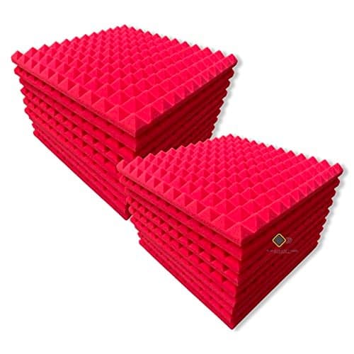 YGM Acoustic Foams® Pyramid Soundproofing Studio (Set of 18 ) Acoustic Foam 1'x1' - 1 Inches (Red)