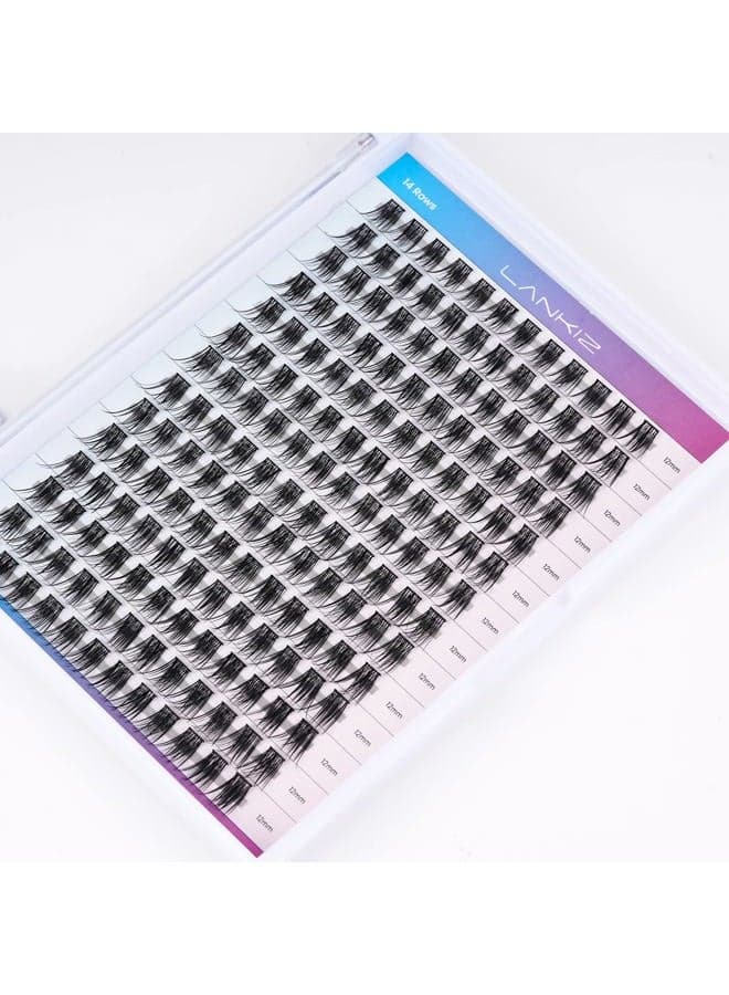 Natural Lash Cluster Eyelash Extensions, Common C Curl Lash Clusters Individual Lash Extensions, 12mm Soft Lightweight Reusable Wispies for Home Use