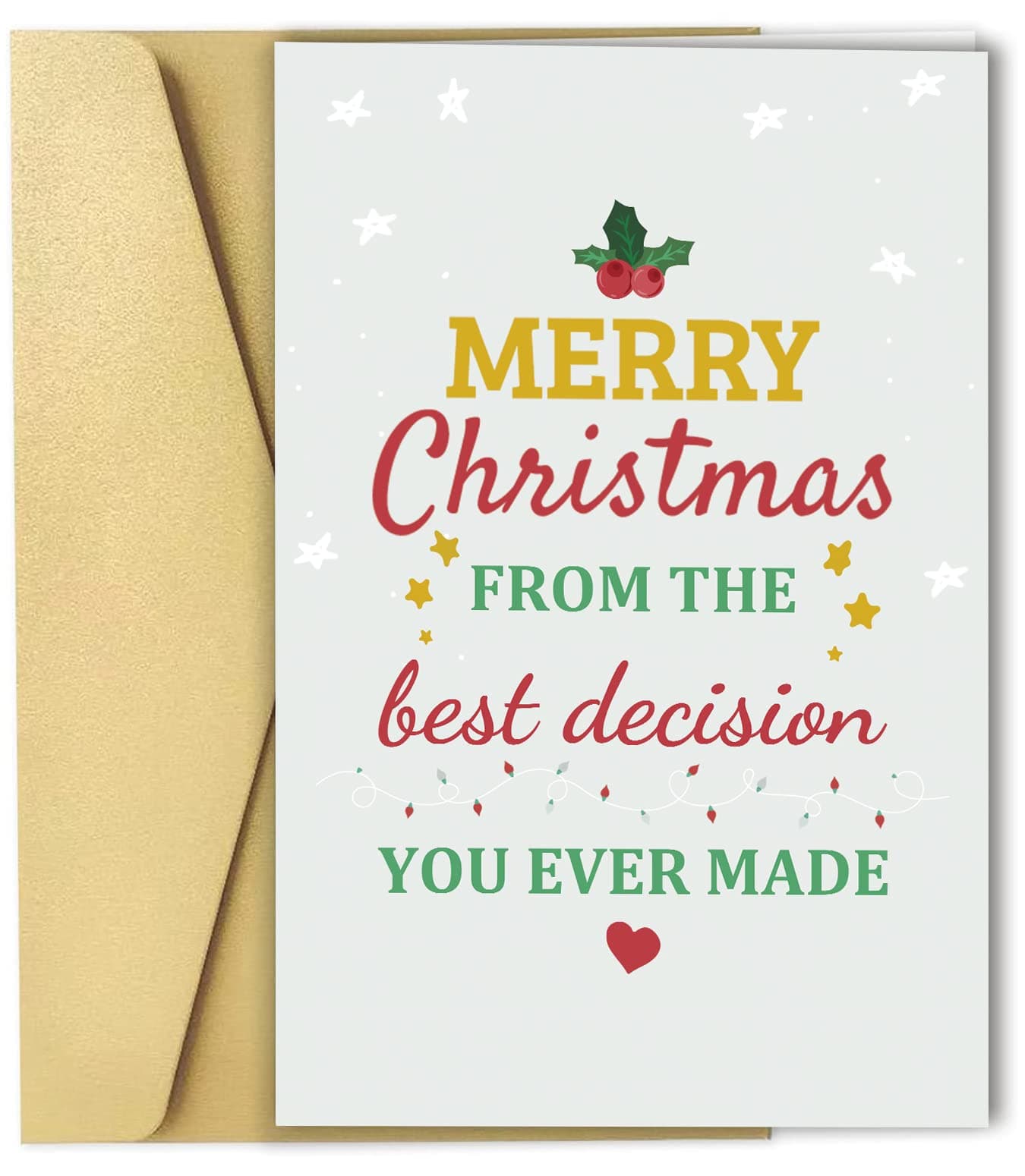 Spercy Romantic Christmas Card for Him Her, Funny Merry Christmas Card for Husband, Merry Christmas from the Best Decision You Ever Made