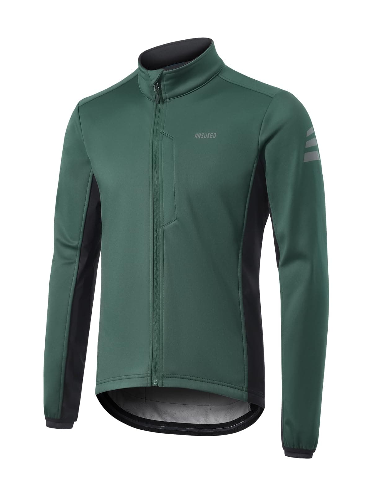 ARSUXEO Winter Cycling Jacket for Men Softshell Fleece MountainBike Biking Bicycle Jacket Thermal Windbreaker Dark Green Large