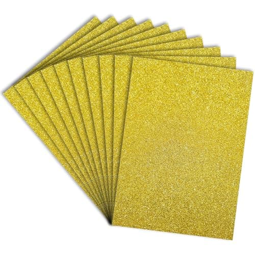 Lakeer A4 Glitter Foam Sheet Sparkles Golden Color, for Art & Craft, Decoration, Gift Wrapping, Scrapbooking, Craft Project, Etc.