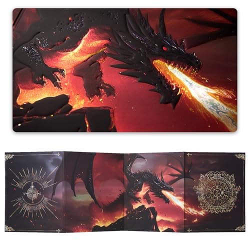 HNCCESG 4Panel Magnetic Dungeon Master Screen 3D Embossed Design RPG Game Master Accessory for Tabletop RolePlaying Games