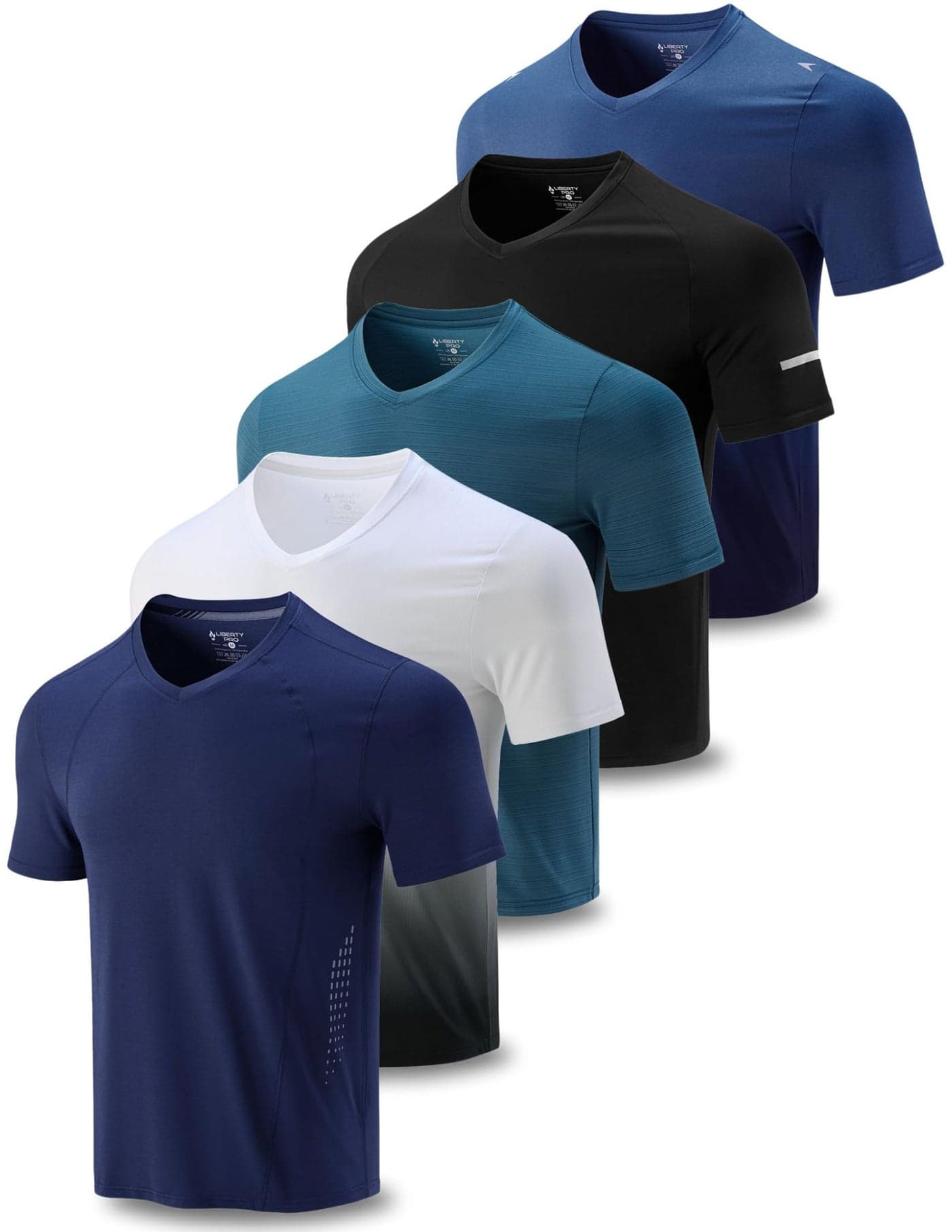 5 Pack Mens VNeck Dry Fit TShirts Active Athletic Short Sleeve Workout Tops Performance Gym Tees Set 7 XXLarge