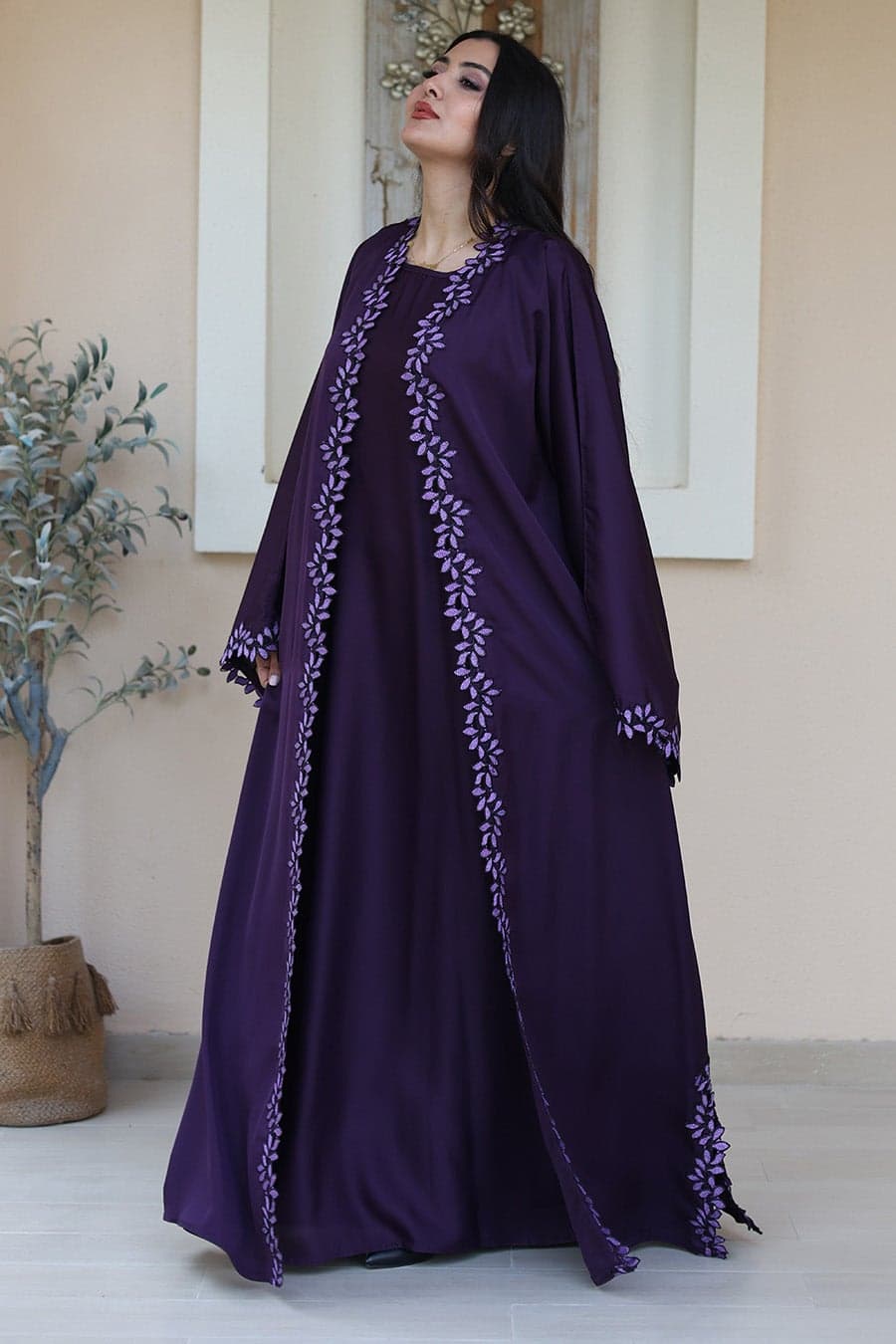 Plum Blossom Abaya-Comes with matching inner-2P772