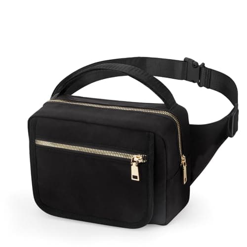 printe Small Diaper Bag with Portable Changing Pad, Crossbody Fanny Pack with Wipes Pocket for Stroller, Women Waist Bag for Travel, Black Large