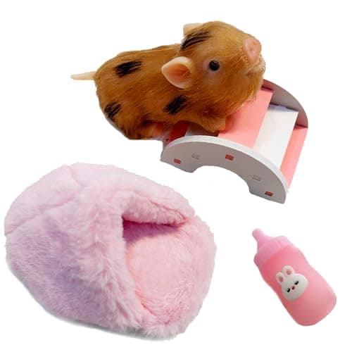 VOLOBE 5 Inches Silicone Piglet Soft Mini Realistic Silicone Animals with Silicone Piglet Accessories for Kids Boy Girl Birthday Joy