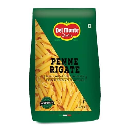 Del Monte Penne Pasta (Imported) | 100% Durum Wheat Semolina| No Maida | High in dietary fibre | Source of protein | Cholesterol Free | Low Calories | No Artificial Ingredients, Salt & Sugar | 500g