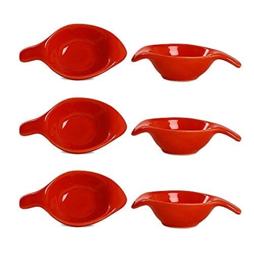 Caffeine Ceramic Stonwear Handmade Red Glossy Dip and Sauce (Set of 6, 40 ml)