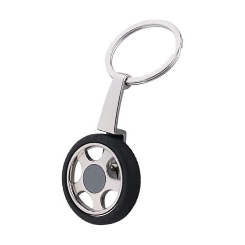 Giftana Tyre Keychain for Car, Key Chain Key Ring, Car Keychain, Keyring with Spinning Tyre Car Accessories Silver Metal Key chain Gift, Tyre Key Ring Key chains for Bike, Birthday Gifts (Pack of 1)