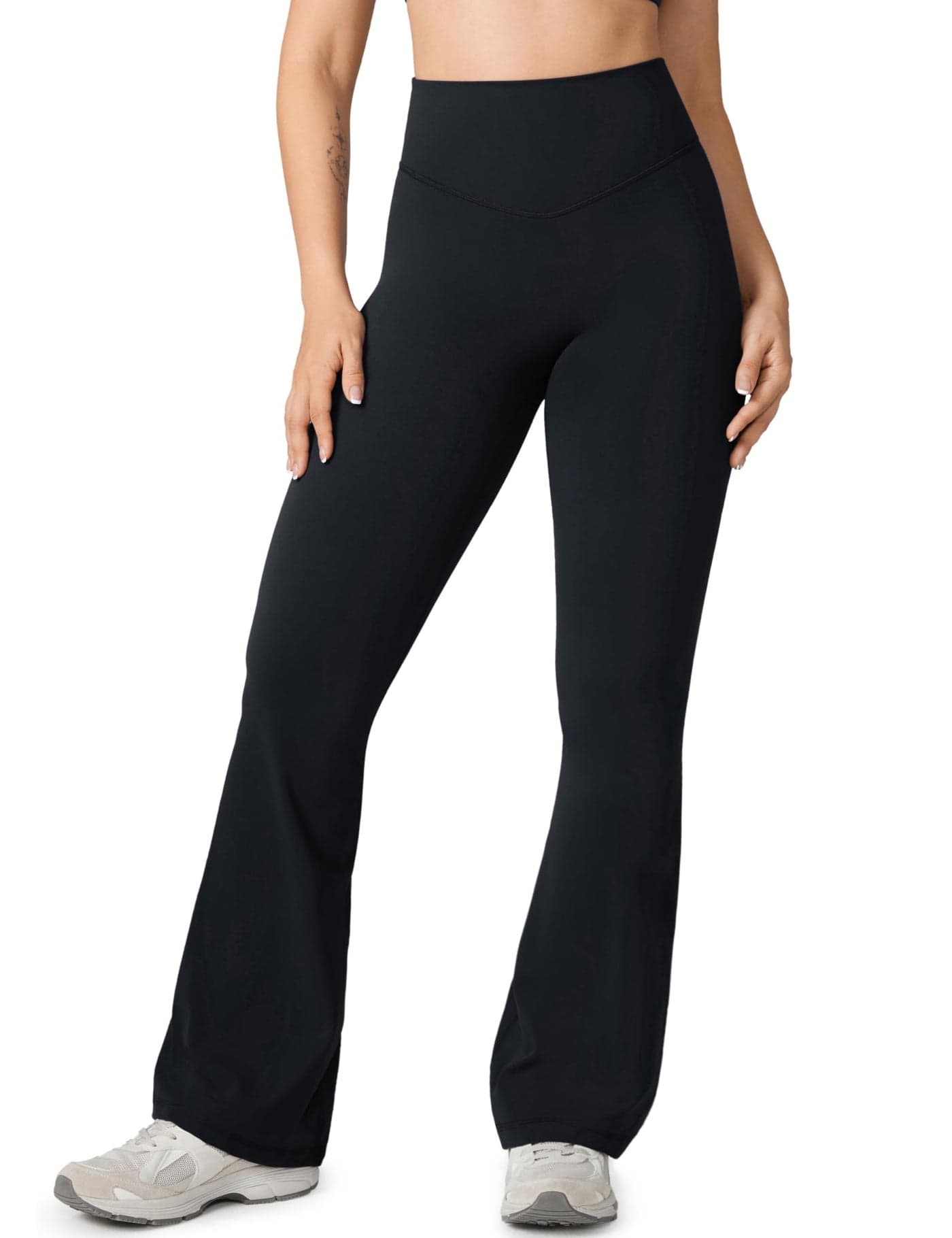 UNISSU Hugcurve No Front Seam High Waisted Flare Leggings for Women Bootcut Yoga Pants Buttery Soft Lounge Workout - 31.5'' Black Small