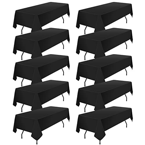 YMHPRIDE 10 Pack Polyester Tablecloth for 6 Foot Rectangle Tables60 x102 inch Black Polyester Table Clothes Table Covers Washable Black Table Cloth for WeddingPartyBanquetRestaurantBuffet Table