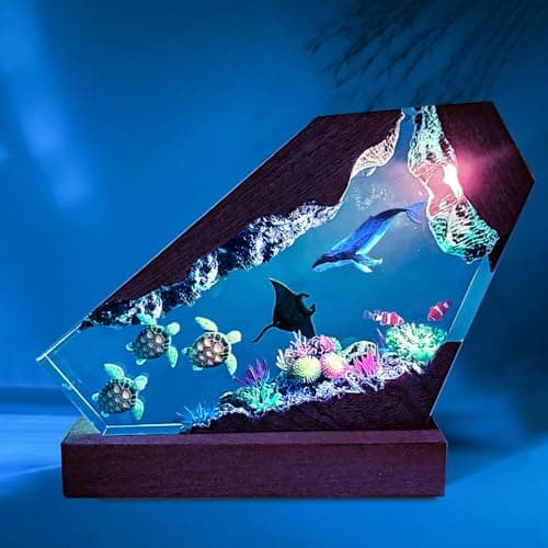 Humpback Whale Resin Ocean Lamp, Handmade RGB Resin Night Light for Home Office Decor,Turtles Gifts for Women, Ocean Lover Collectibles, Unique Gifts for Mom,Holiday Gift for Him & Her (S 6"x4")