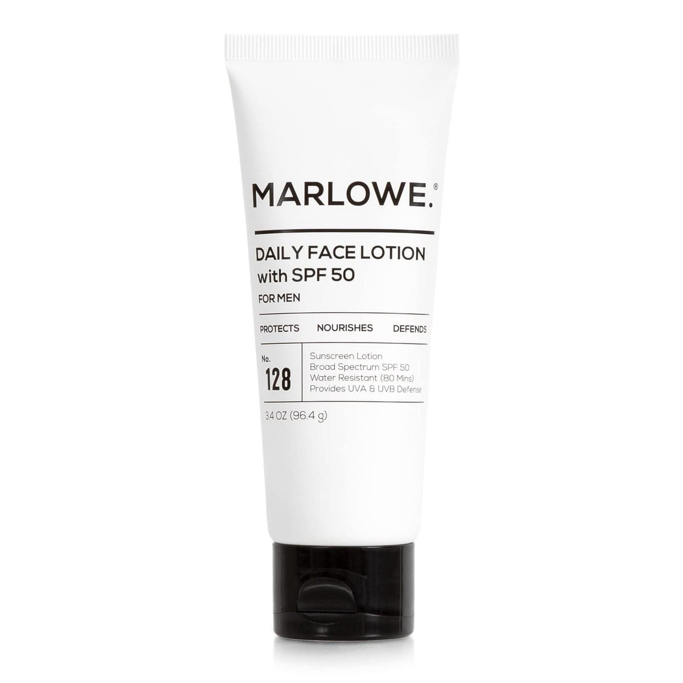 MARLOWE No 128 Mens Facial Lotion with Sunscreen SPF 50 34 oz OilFree Lightweight Daily Face Moisturizer for Men Includes Natural Extracts to Hydrate Nourish Soothe